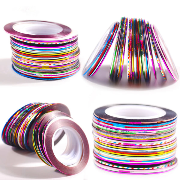 32 färger Nail Striping Tape Line , Multicolor Rolls Striping Tape Line Nail Art Dekoration Sticker DIY Nail Tip