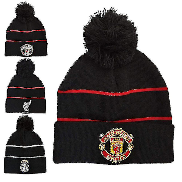 Fotboll Unisex Cuff Stickad Mössa Beanie Hat Varm Mjuk Kan För Utomhus [DB] Manchester United