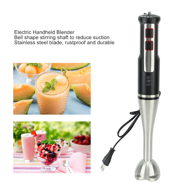 Handhållen mixerstav, stavmixer med lågt sug tack vare rostfria stålblad och omrörningsskaft, separat turbinknapp för hög hastighet