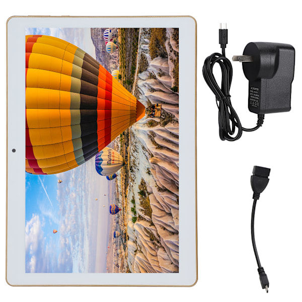 10,1-tums IPS 4+64G 4000mah WiFi Bluetooth GPS för Android Tablet Guld 110-240V (AU-kontakt)