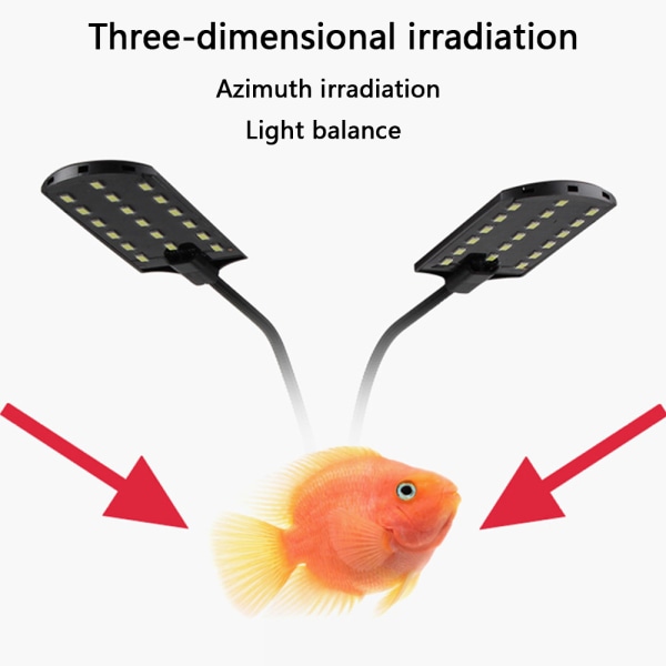 Fiskakvarium Clip-on-ljus med inbyggd timer, kläm akvarieljus med vita och blå lysdioder,   belysningslägen, dimbar