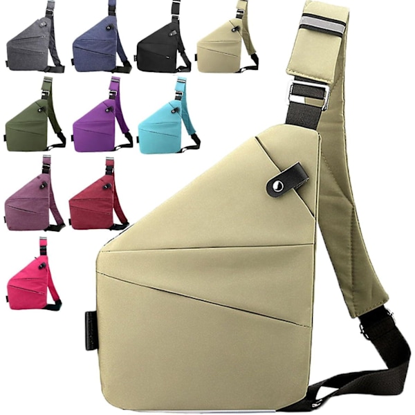 Kampanj till lågt pris! Stöldskyddsväska för kvinnor, Anti-stöldväska, Stöldsäkra väskor för damer, Rese-stöldskyddsväska Khaki Khaki Khaki Right Shoulder