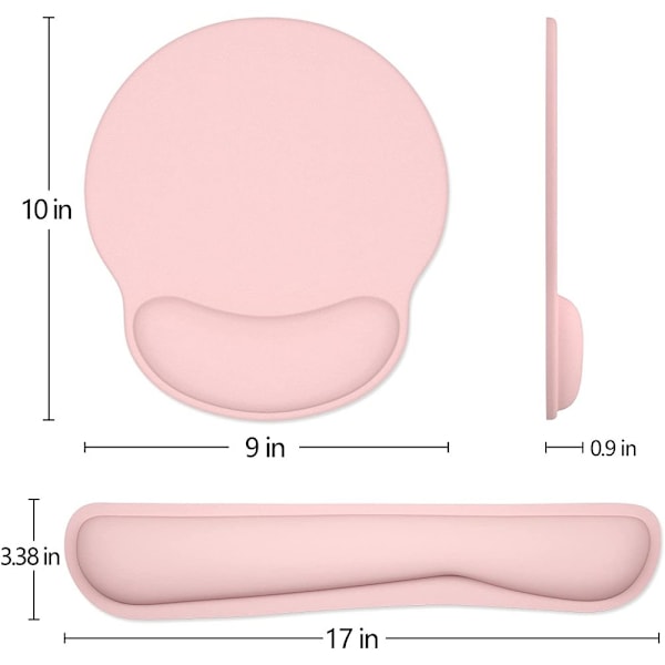 Handledsstöd för datortangentbord, halkfri gummibas, ergonomisk design för smärtlindring vid skrivande, stöd för kontoret, ljusrosa
