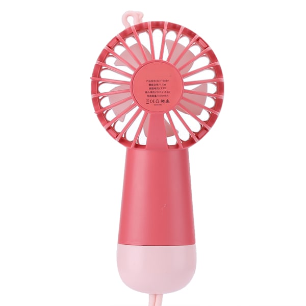 Handhållen USB Mini Fläkt 3 Hastigheter Uppladdningsbar Portabel Luftkylare med LED-Lampa för Hemmet Utomhus Röd