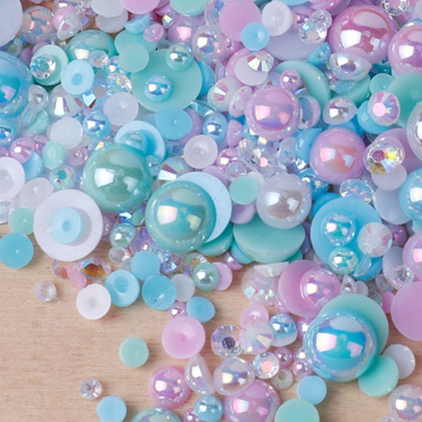 Halvpärlor för hantverk Flatback Pearls Pärlor Set för DIY Nail Face Art Hantverksdekoration, blandade storlekar 3-10 mm