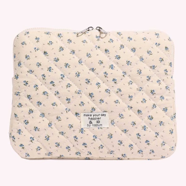 Blommig Laptopväska Quiltat Notebookfodral Skyddande Söt Datorväska för 11-15 Tums Laptop Tablet Blå 1 11 Tums Blue 1 11 Inch
