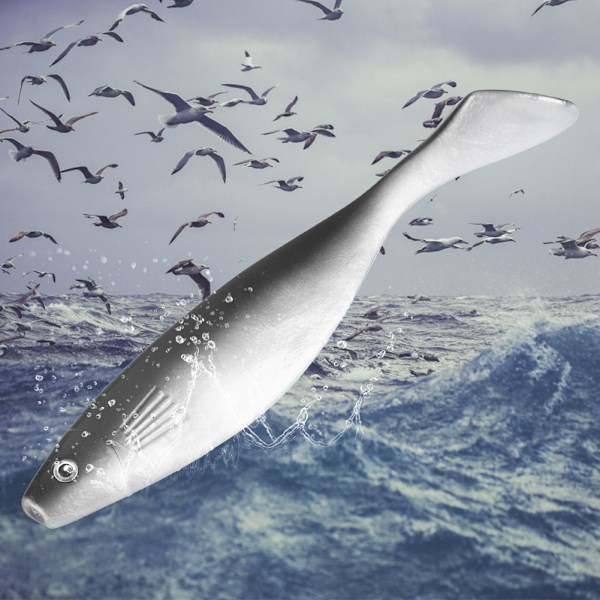 PVC Konstgjort Havsfiske Bete T-svans 23CM Stora Fisk Mjuka Beten (Svart)