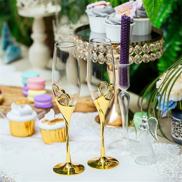 2-delars kreativt champagneglasset bröllopshjärta bröllop