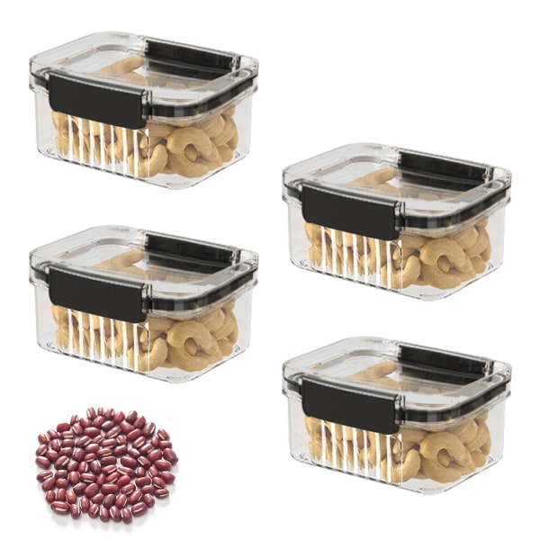 4-pack lufttät set, förvaringsbehållare för köksskafferi, förvaringsbehållare för spannmålssnack, 460 ml