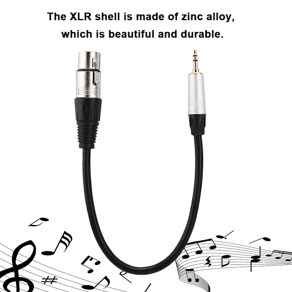 Professionell ljudanslutningskabel, Mini XLR hona till 3,5 mm hane adapterkabel för högkvalitativ signalöverföring mellan headset och elgitarrer