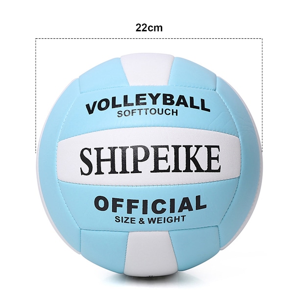 Officiell volleyboll, tjockare PU, vattentät, explosionssäker, för barn, flickor, pojkar, inomhusträning, utomhusspel, sandstrand, pool Blue and white