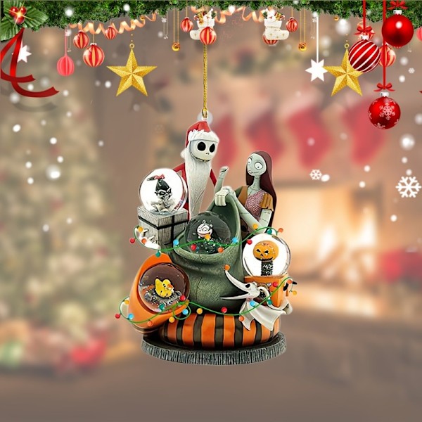 Jack Skellington Akryl Hängande Ornament Set om 6, Julkulor för Halloween och Jul, Nightmare Before Christmas Tema (FMY) 6pcs