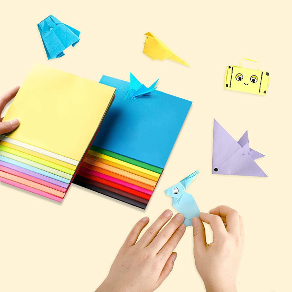 Färgat Origamipapper - Dubbelsidigt Handgjort (20 Färger)