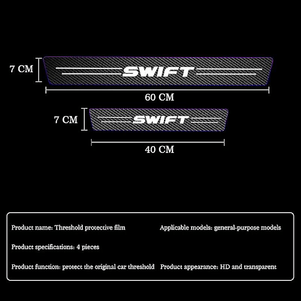 Kolfiber dörrtröskelskydd Suzuki Swift 2005-2015 2016 bildörr dörrtröskelskydd