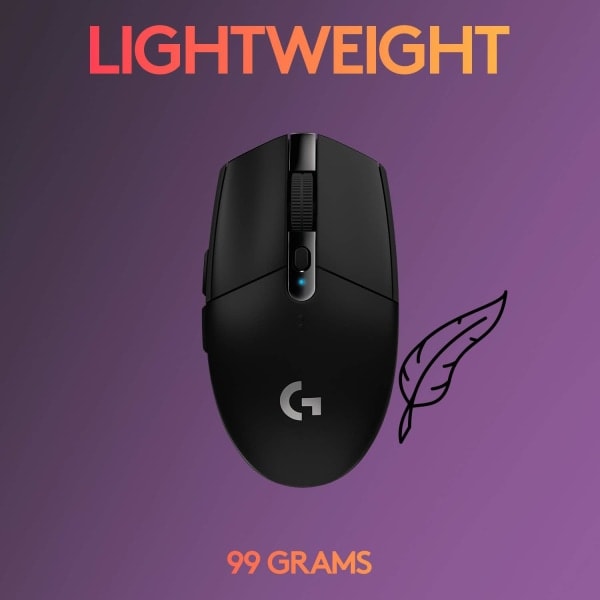 För Logitech G305 LIGHTSPEED trådlös spelmus, Hero 12K-sensor, 12 000 DPI, lätt, 6 programmerbara knappar, 250 timmars batteritid Purple Purple