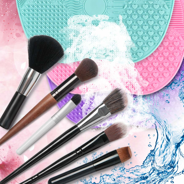 Silikon Makeup Brush Rengöringsmatta Rund Makeup-rosa
