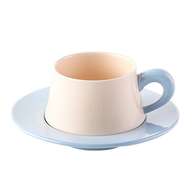 280 ml keramisk kaffekopp med fat, enkel stil med koppar för afternoon tea.