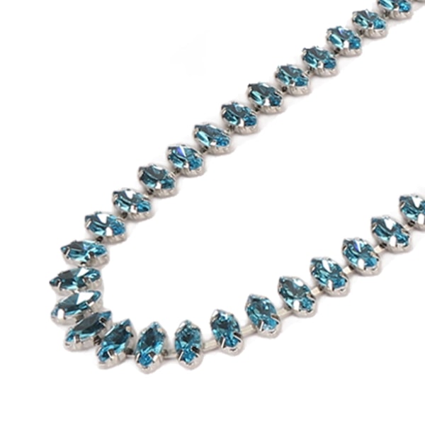 Rhinestone Klokedja 1 Yard Lång Glittrande Elegant Mångsidig Rhinestone Rem för Smycken Kläder DIY Blå