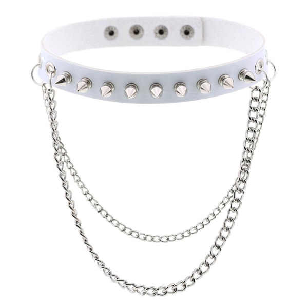 Punk goth metall spik dubbade länk läder krage choker halsband