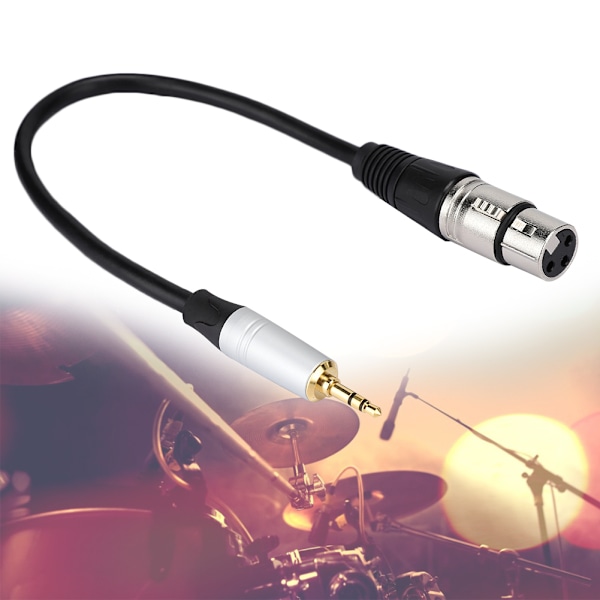 Professionell ljudanslutningskabel, Mini XLR hona till 3,5 mm hane adapterkabel för högkvalitativ signalöverföring mellan headset och elgitarrer
