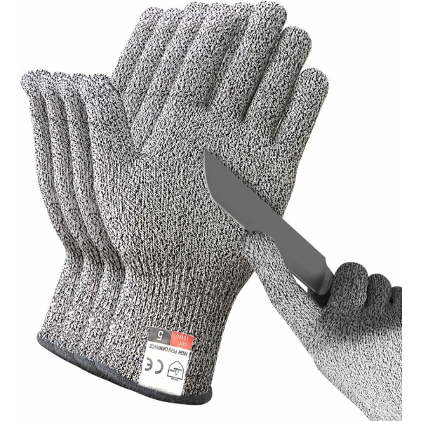 par skärsäkra handskar, EN 388 certifierade nivå 5 skärskyddshandskar, säkerhetsarbetshandskar för kök, slakt, trädgårdsarbete, gör-det-själv, L