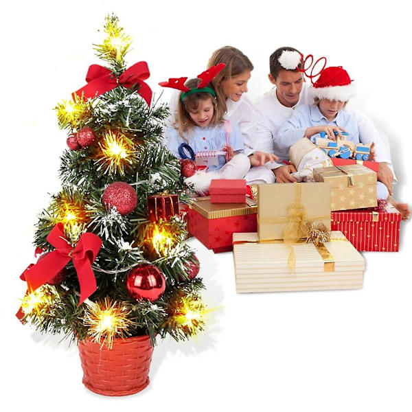 Liten Julgran med Ljus, 40cm Förbelyst Julgran Batteridriven för Jul Hem Skola Kontorsdekorationer (FMY) Silver Silver