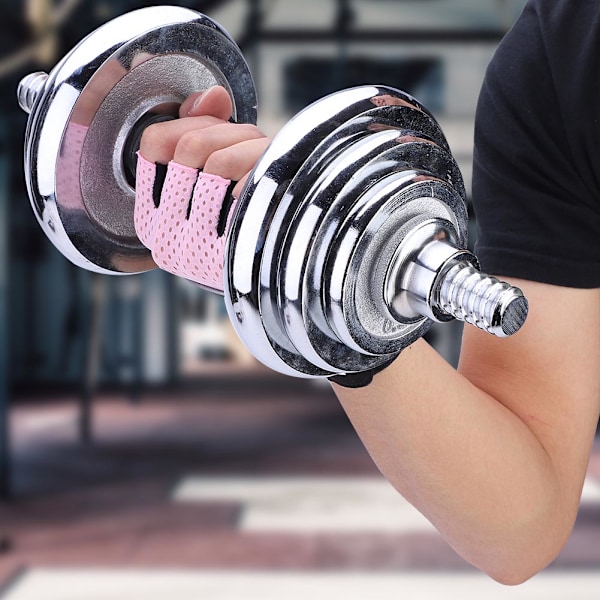 BOODUN 1 Par Halkskydd Sport Viktlyftning Halvfinger Skydd Gymhandskar (Rosa, L)