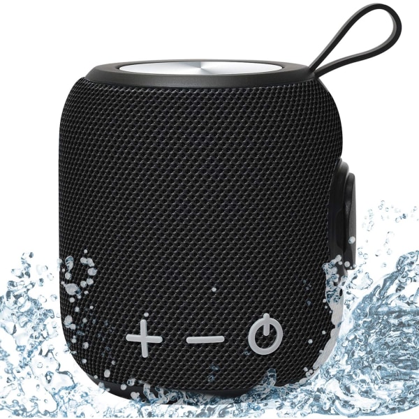 Trådlös bärbar Bluetooth-högtalare, 24 timmars batteri, hållbar IP67 vattentät och dammtät, eko, utomhus och resor i svart