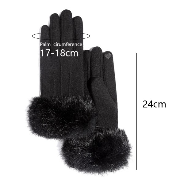 Winter Warm Touch Screen Handskar Knit Wool Fleece-svart