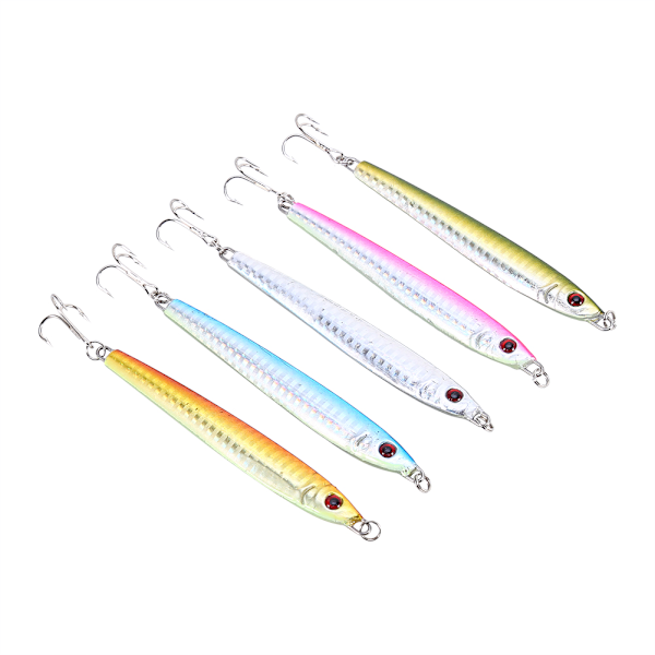 Hett 5-pack Jiggfiskedrag Metallbeten Järn Jigg Havsfiskeutrustning 40g