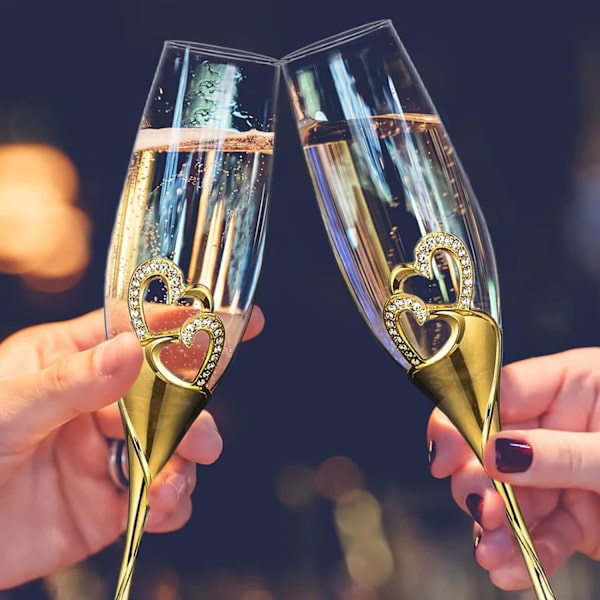 2-delars kreativt champagneglasset bröllopshjärta bröllop