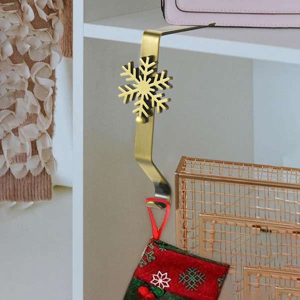 Julstrumpehållare för spiselkrans, blank bronsmetall julstrumpehållare för öppen spis, juldekorationer Style 3