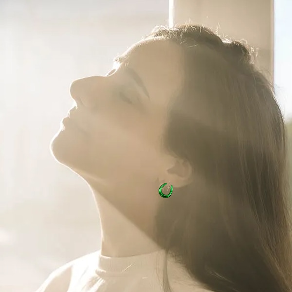 Statementörhängen i harts, färgglada kupolformade creoler för kvinnor, färgglad geometri Green