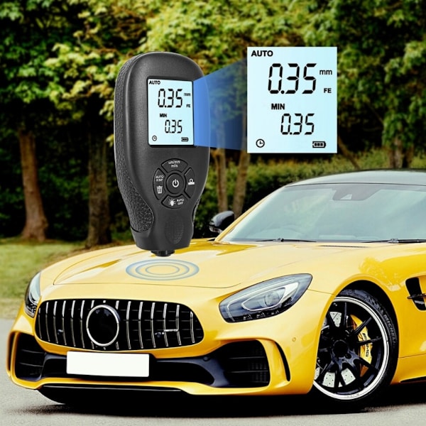 Precision Tjockleksmätare, Icke-förstörande Mätning Färg Tjocklekstestare med Portabel Design för Begagnad Bilfärginspektion, Elektroplätering,