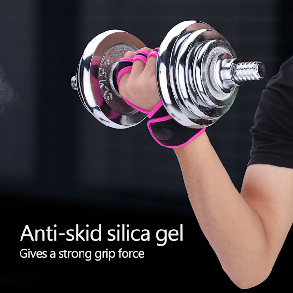 1 Par Halkskyddande Sport Viktlyftning Halvfinger Skydd Gymhandskar (Rosröd, M)