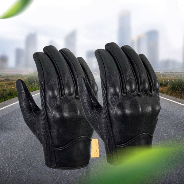 Perforerade läderhandskar, ergonomisk design &amp; förstärkt fullfingerskydd, mångsidiga utomhusridhandskar för män &amp; kvinnor