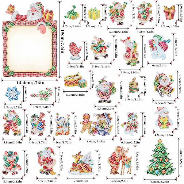Jul Diamantmålning Magneter Jul Kylskåpsmagnet Diamantkonst Kit Julgran Snögubbe Diamantkit för Vuxna Barn Hantverkspresent Style 2