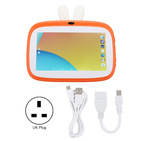 Barn Tablet 7 Tum Orange Quad Core 1+8G Wifi Bluetooth för Android 6.0 100-240V (UK)