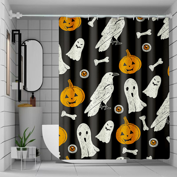 Duschdraperisatser för Badrum 72Bx72H Höst Gröna Löv Duschdraperi Rutigt Polyester Badkarsdraperi Säsongsbetonad Högtids Badrumsdekor med 12 Style 1