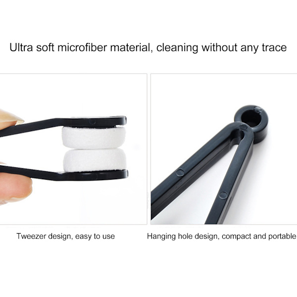 Mjukt rengöringsverktyg för mini-solglasögon, rengörare för glasögon av mikrofiber med praktisk design, bärbar pincettdesign, kvalitetsmikrofiber
