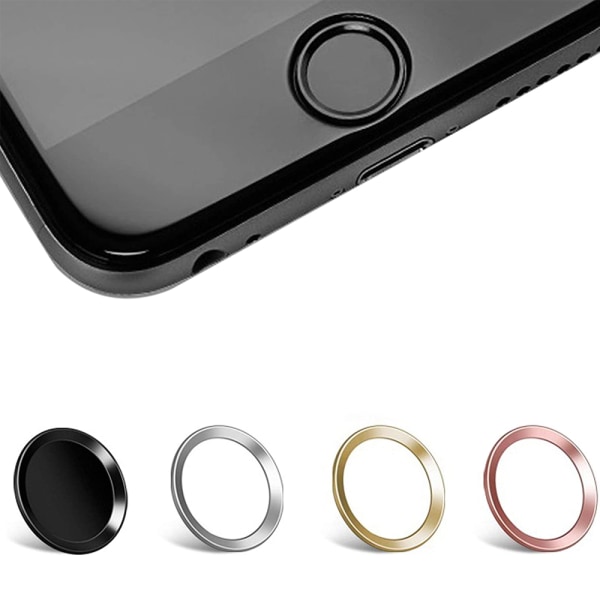 Paket med 4 iPhone-knappklistermärken stöder fingeravtrycksidentifiering Touch ID, aluminiumram Touch ID Button Sticker Kompatibel med Apple iPhone