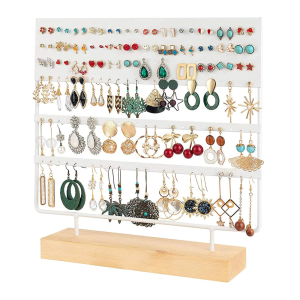 144 hål, stativ för stiftörhängen, örhängesställ, smyckesförvaring, smyckesorganisation, smyckeshållare, örhängesdisplay – 30,5cm*26,5cm, vitt