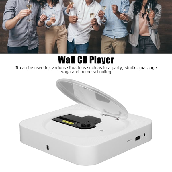 KC909 Väggmonterad CD-spelare Portabel Vägg CD-spelare med Fjärrkontroll för Hemmakontor Utbildning US-kontakt