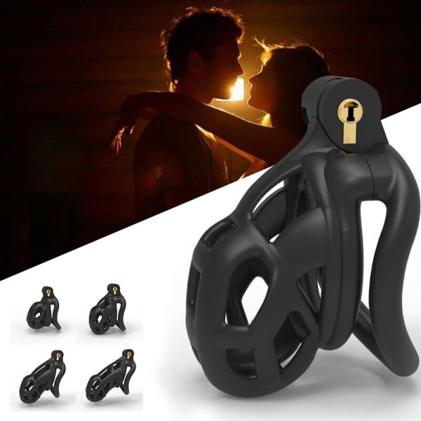 3D Manlig Cobra Harts Chastity Cage Lock Device -kit med 4 L SQBB