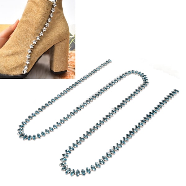 Rhinestone Klokedja 1 Yard Lång Glittrande Elegant Mångsidig Rhinestone Rem för Smycken Kläder DIY Blå