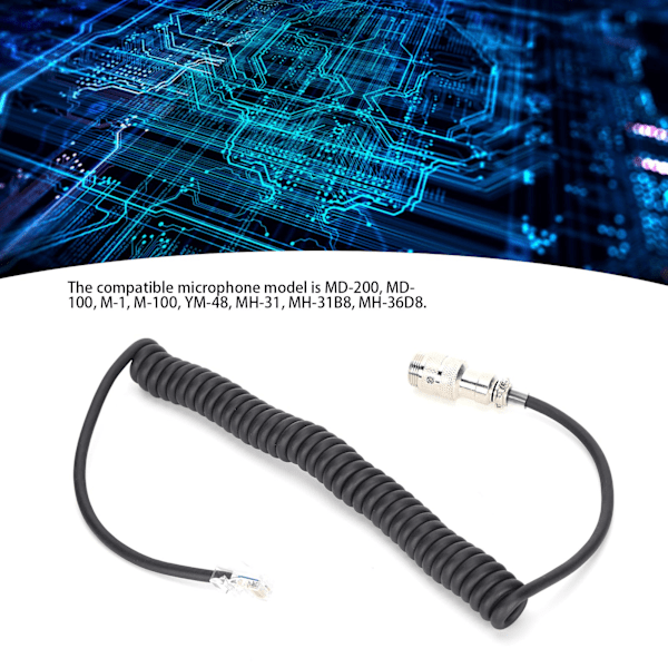 Mikrofonadapterkabel 8-stift till RJ-45 Adapterkabel för FT857 FT-450D FT-897D FT-991 FT-891