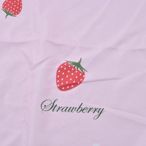 Kawaii Jordgubbstryck Queen Size Sänglakan, Jordgubbsmönstrad Sängkläder Set för Vardagsrum Sovrum Matsal (Rosa)