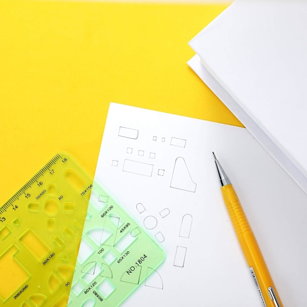 Konst möter vetenskap, mätmallar för geometrisk ritning, flexibel plast som förbättrar din ritupplevelse inom arkitektur och inredningsdesign
