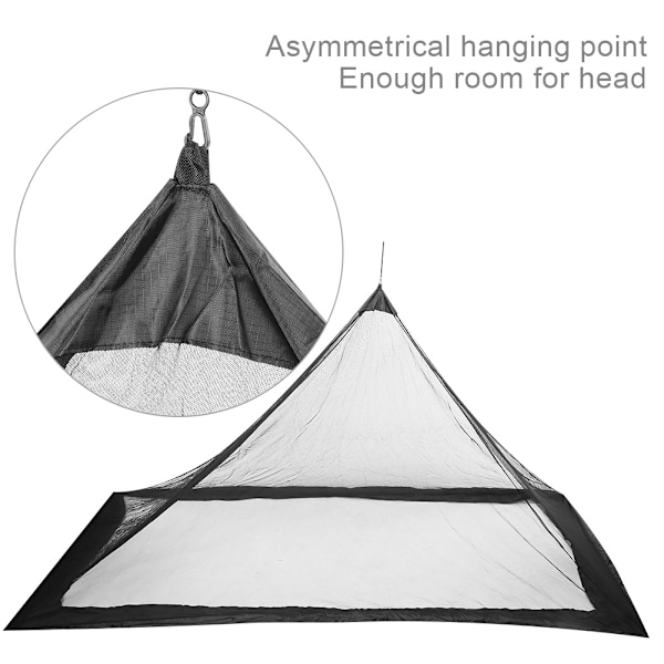 Lättviktig Utomhus Camping Myggnät Tält Baldakin Säng med Väska (Svart)