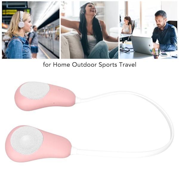 Nackbands Bluetooth-högtalare Stereo Handsfree Brusreducering Bärbar Högtalare för Hem Utomhussporter Resor Rosa